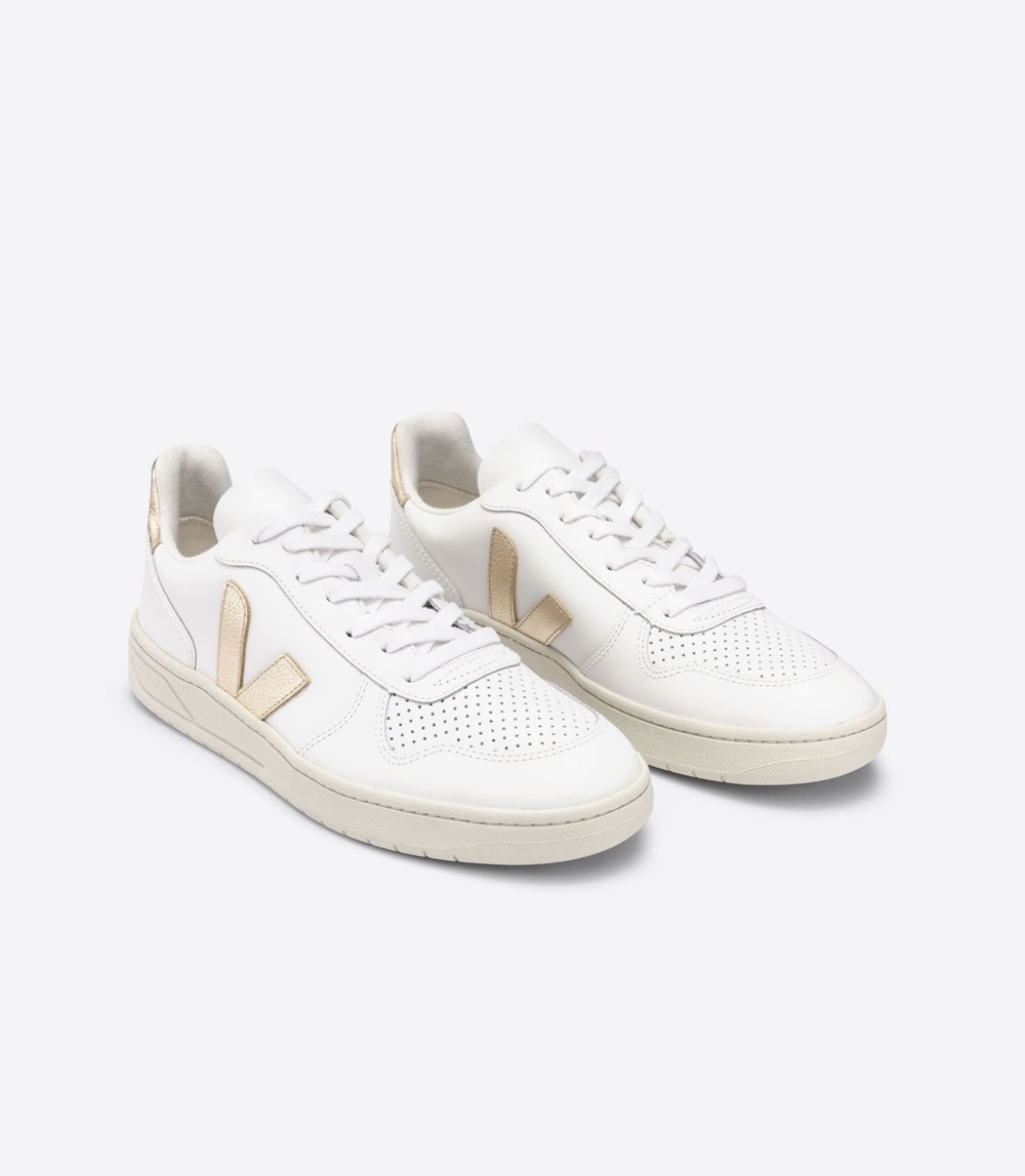 Veja Sneakers Womens - V-10 Leather - White - 5278QYTSZ